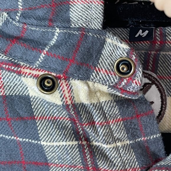 Yee Yee Flannel Snap Front Shirt Plaid Long Sleeve M Medium Grey Red - Picture 5 of 6